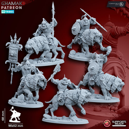 Big Grey Orcs Warg Riders (5) | Orcs of the Howling Steppes