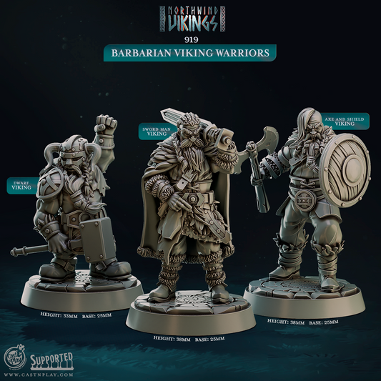 Barbarian Viking Warriors (Set of 3)  | Northwind Vikings